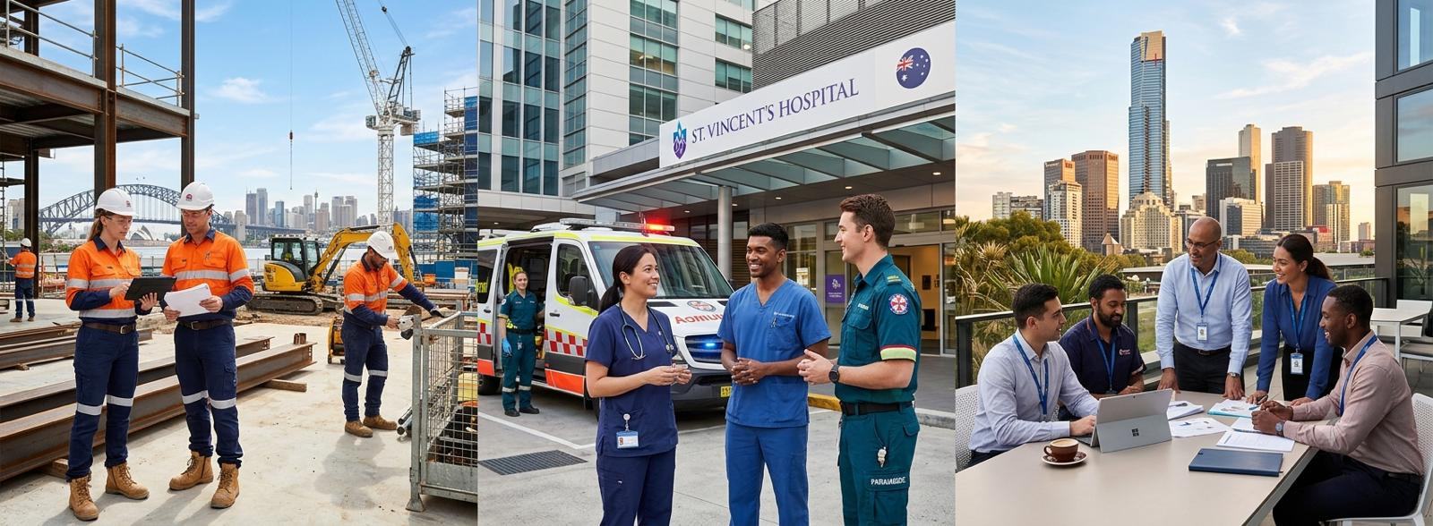 Australian workplaces — construction, healthcare and professional teams